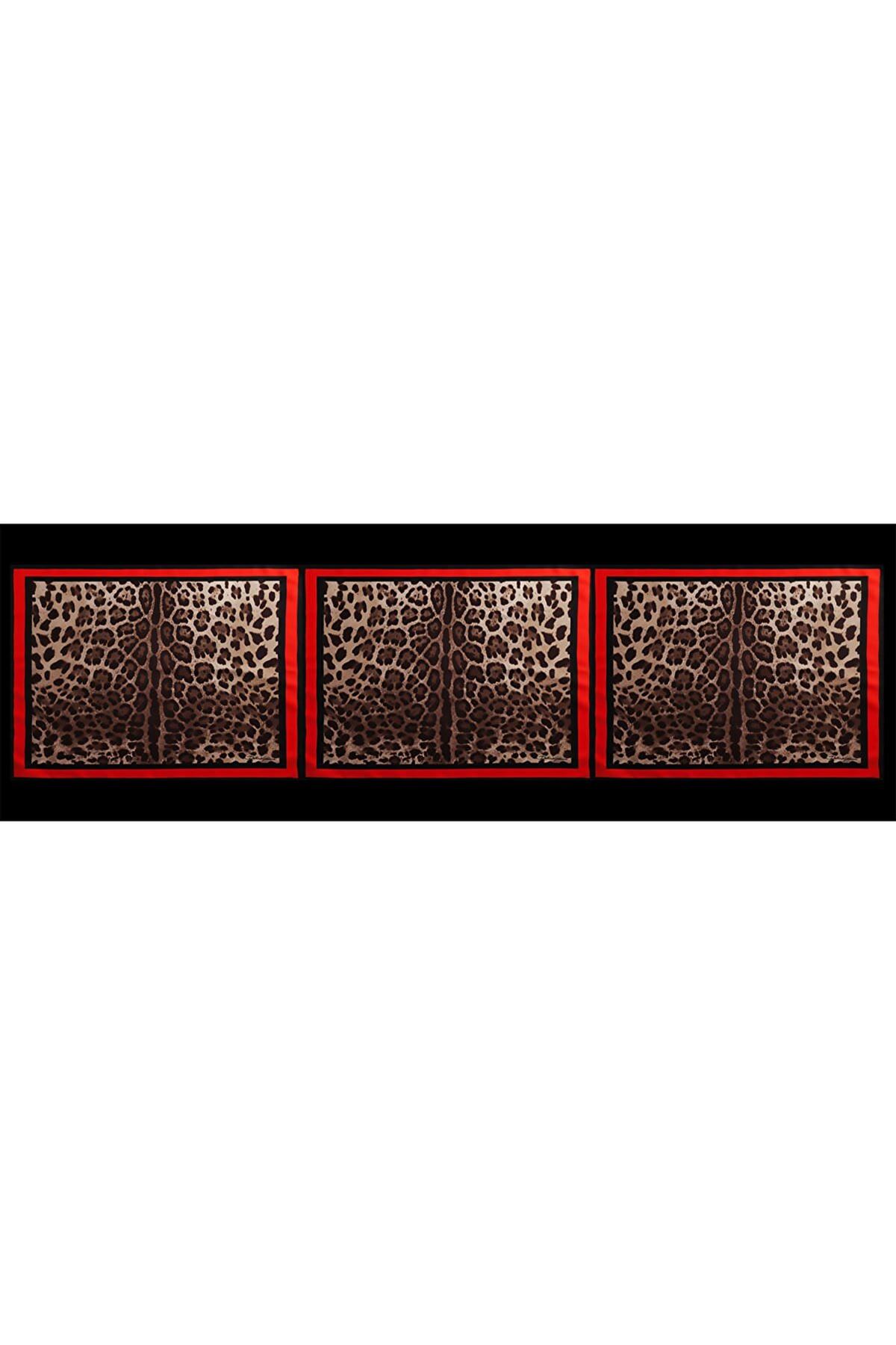Kırmızı Siyah Leopar Desen Pareo-SİYAH/KIRMIZI