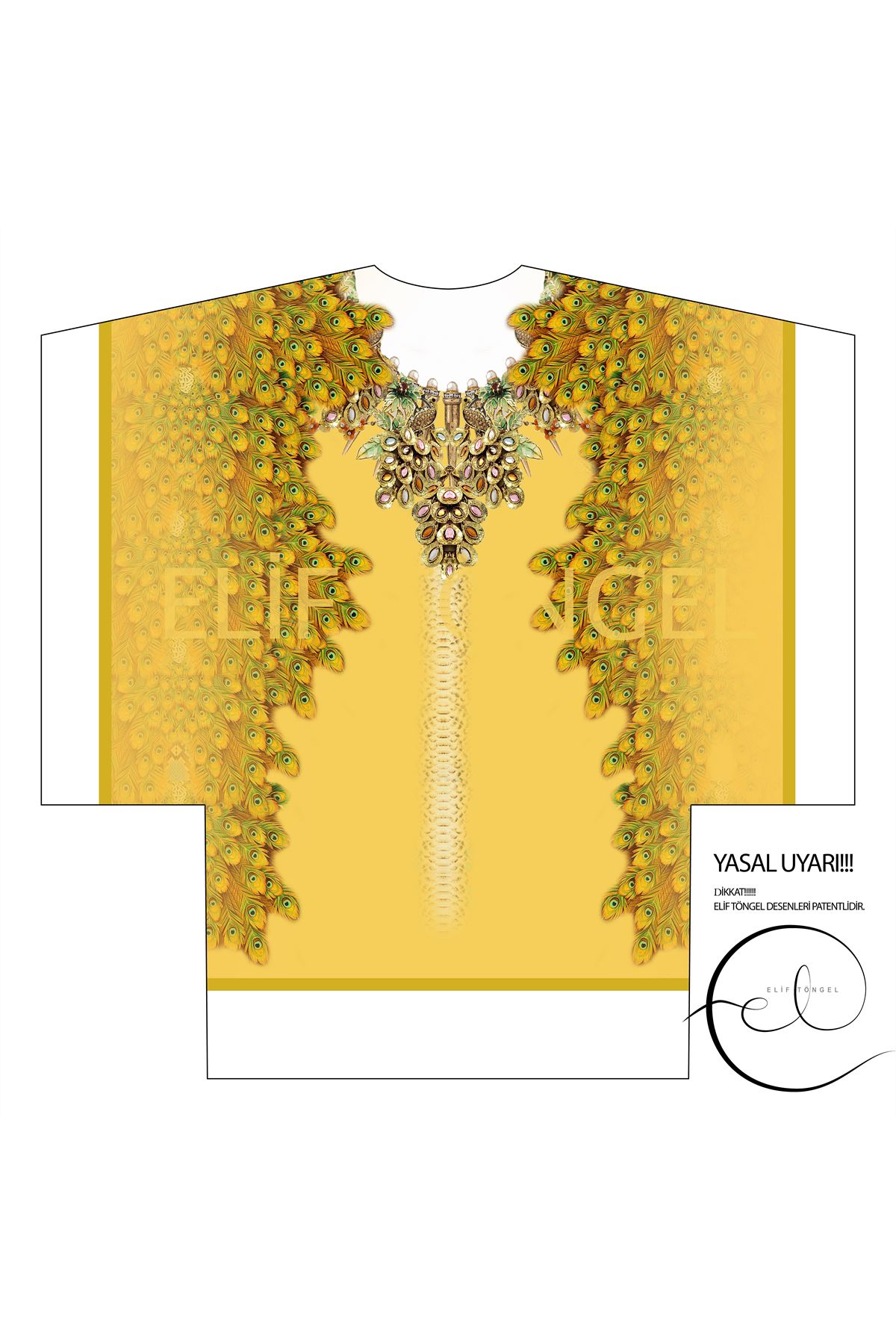 Kimono sarı tüy desenli 6005
