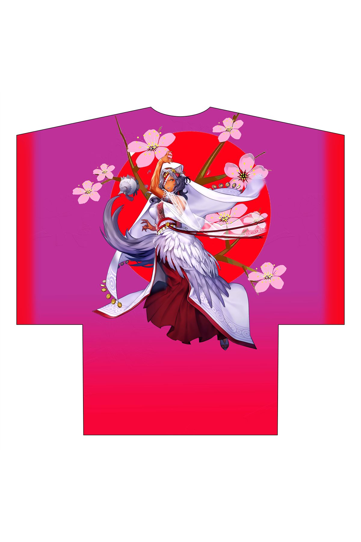 Kimono mor nar çiçeği kadın desenli 6007