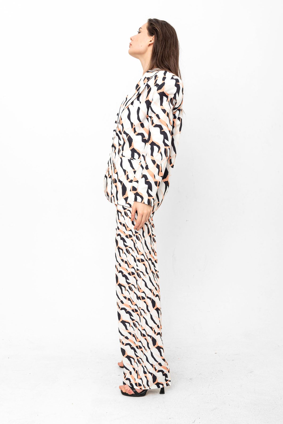 Desenli zebra ikili set takım elbise  