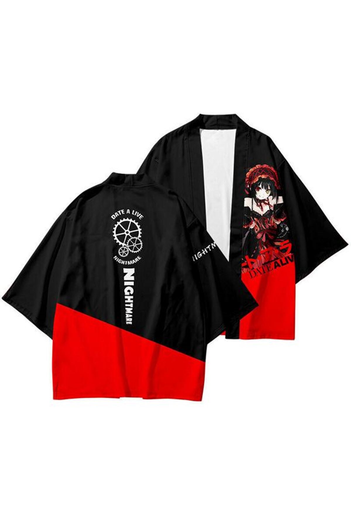 Japon Kadın/Erkek/Unisex/Oversize Siyah/Bej/Kırmızı Kimono-Siyah 1005