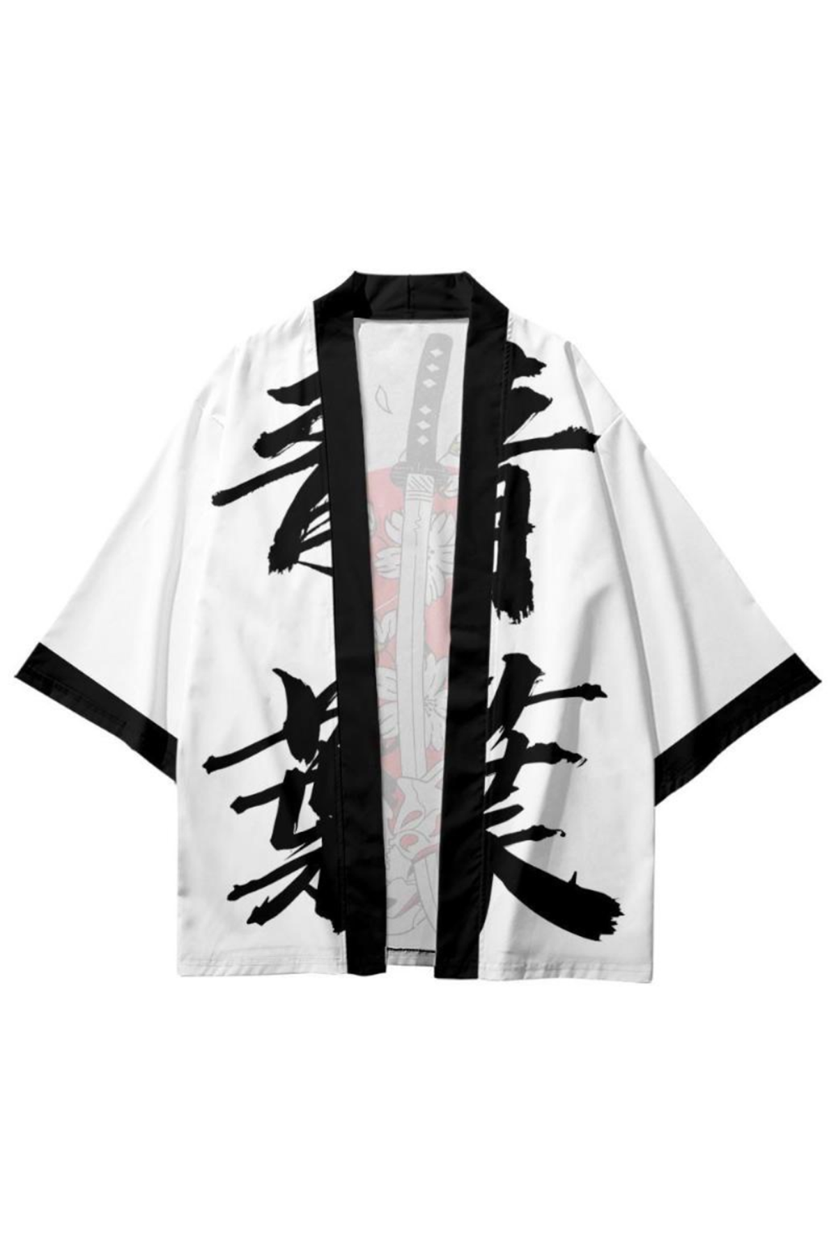 Japon Kadın/Erkek/Unisex/Oversize Siyah/Bej/Kırmızı Kimono-Siyah 1006