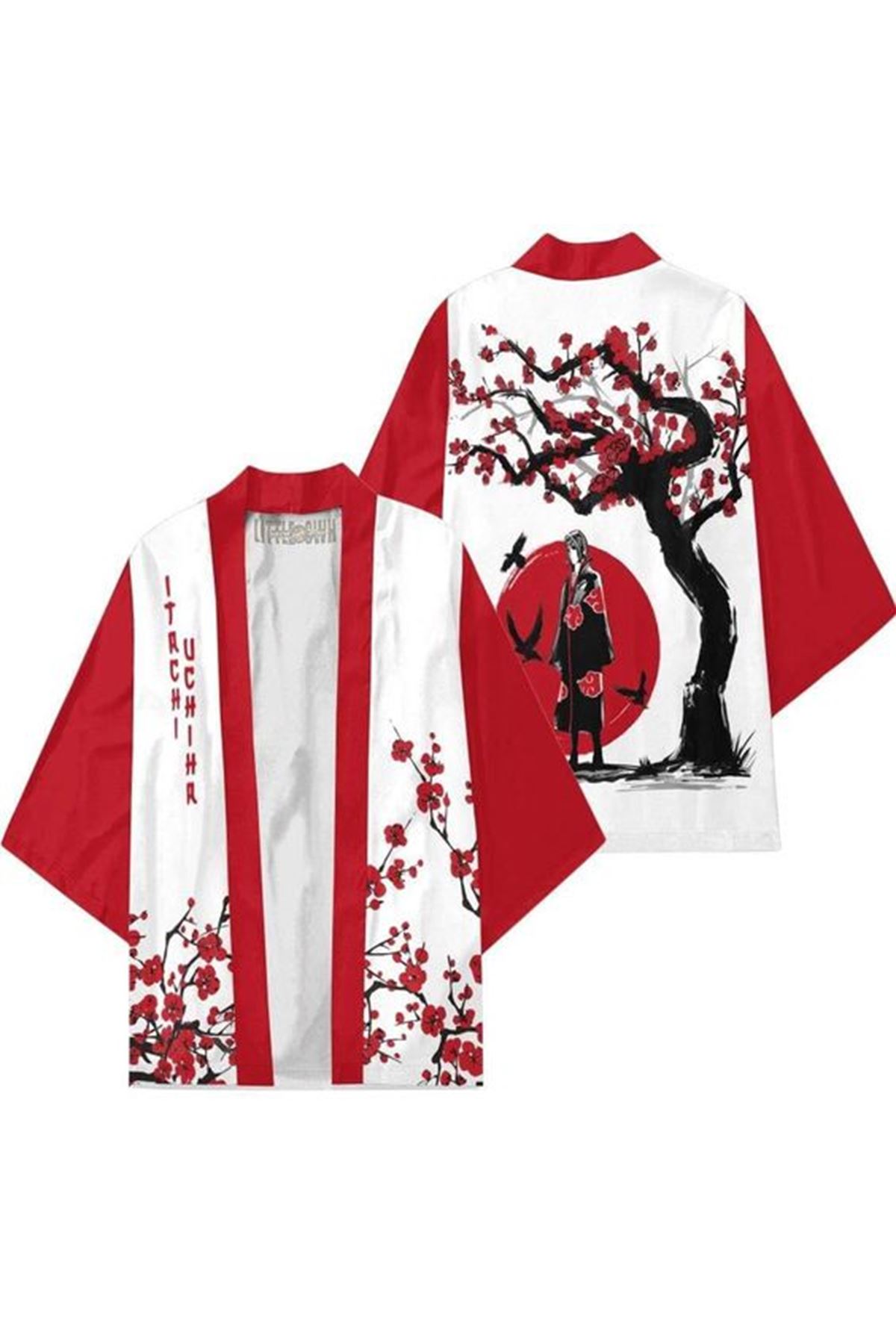 Japon Kadın/Erkek/Unisex/Oversize Siyah/Bej/Kırmızı Kimono-Siyah 1012