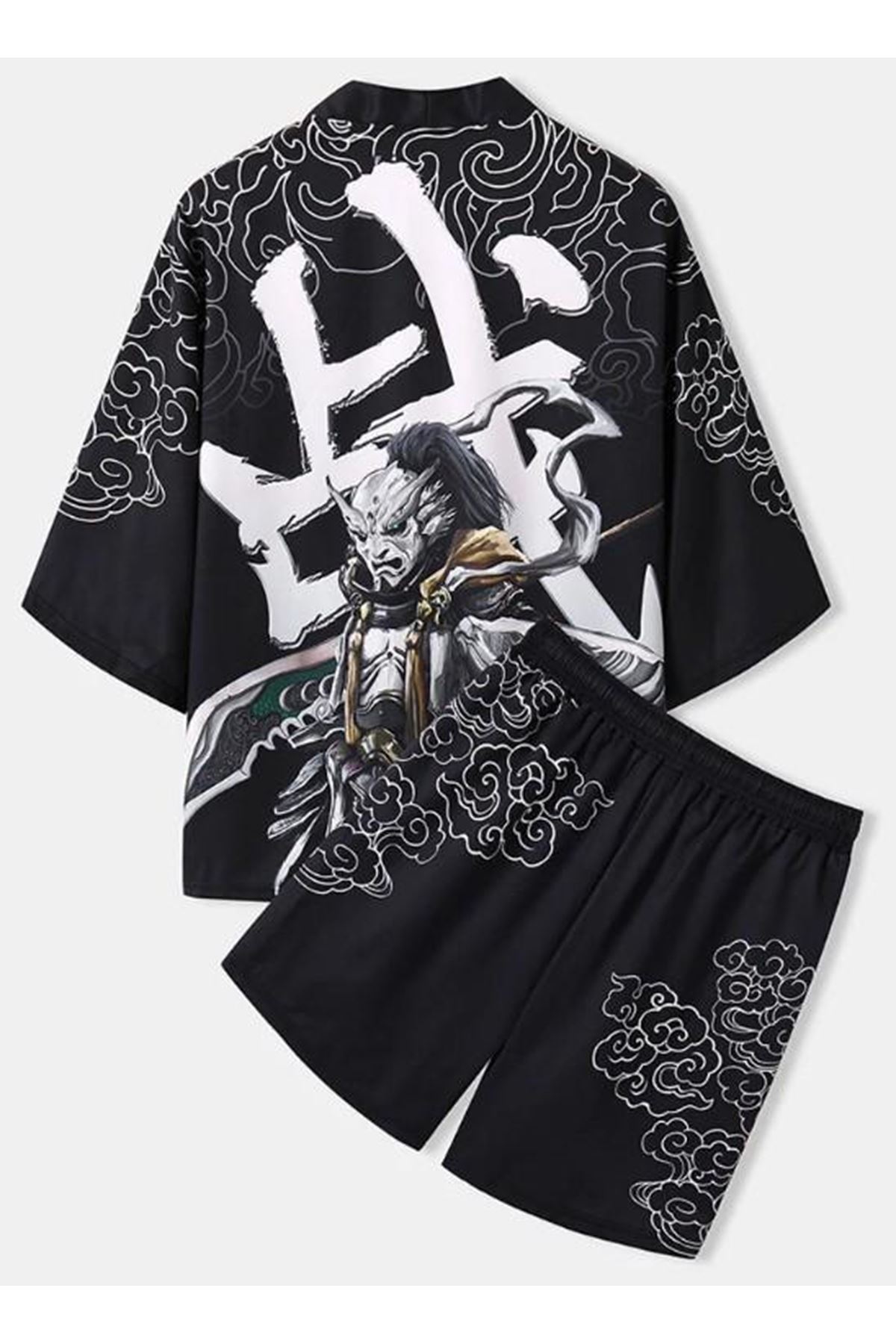 Japon Kadın/Erkek/Unisex/Oversize Siyah/Bej/Kırmızı Kimono-Siyah 1014