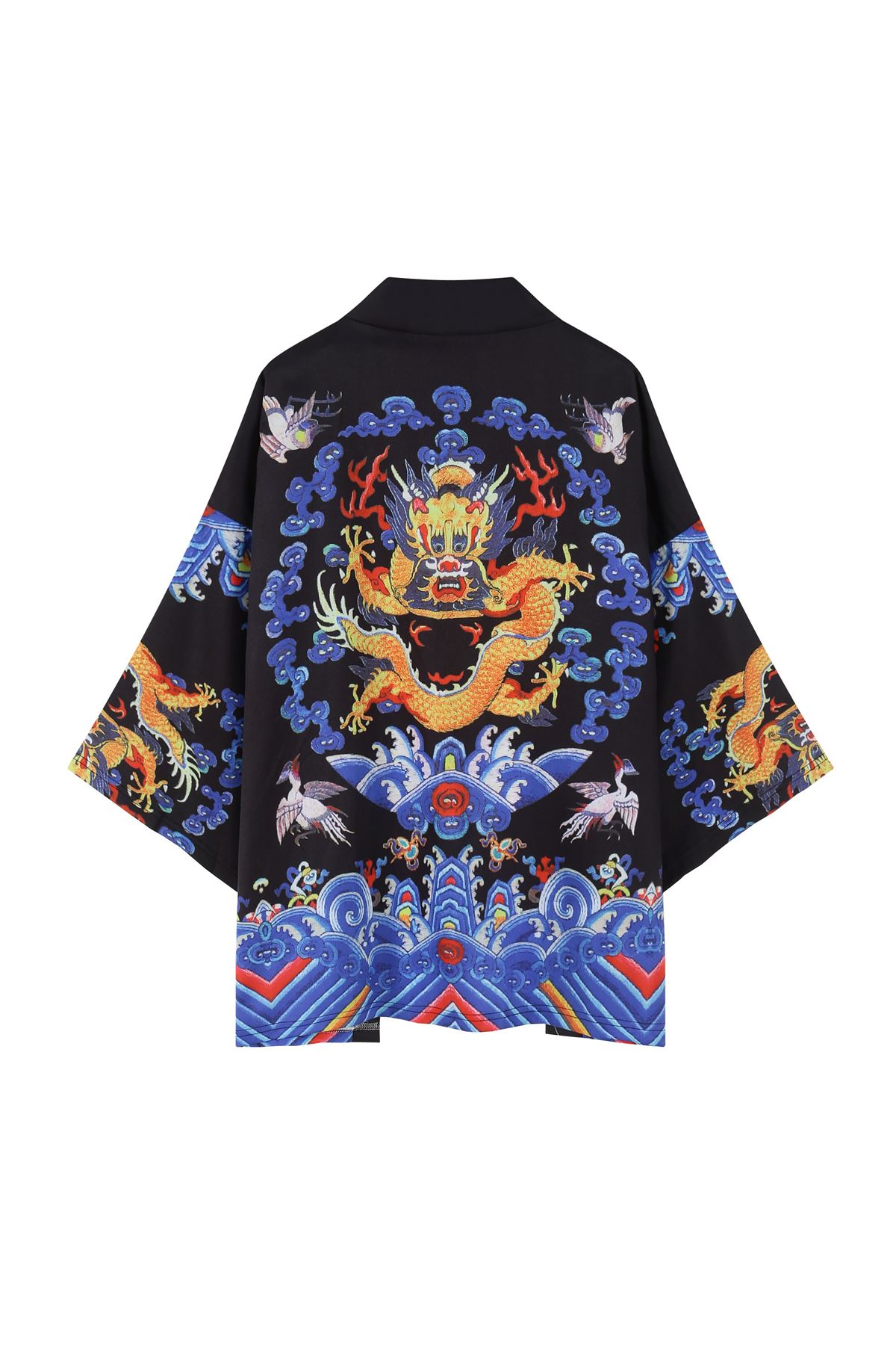 Japon Kadın/Erkek/Unisex/Oversize Siyah/Bej/Kırmızı Kimono-Siyah 1015