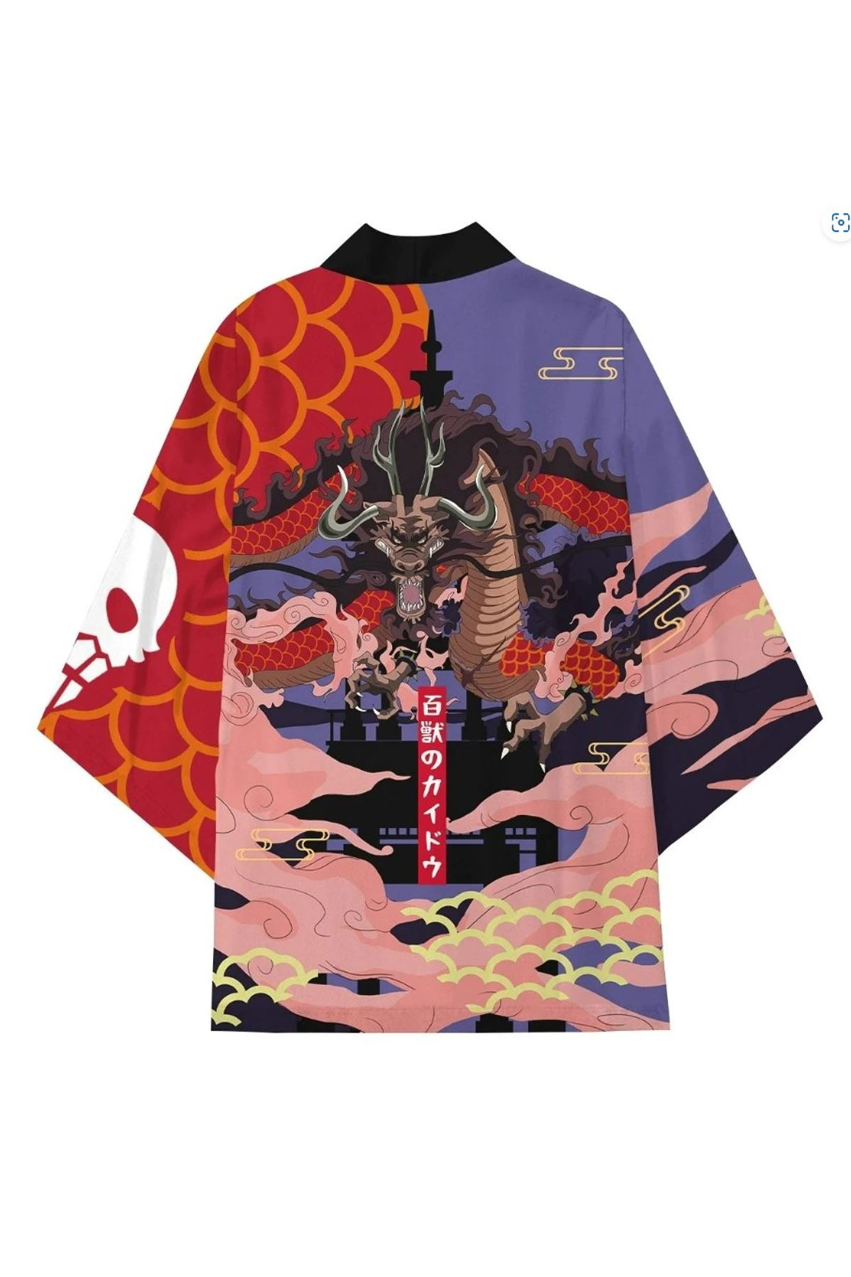 Japon Kadın/Erkek/Unisex/Oversize Siyah/Bej/Kırmızı Kimono-Siyah 1020