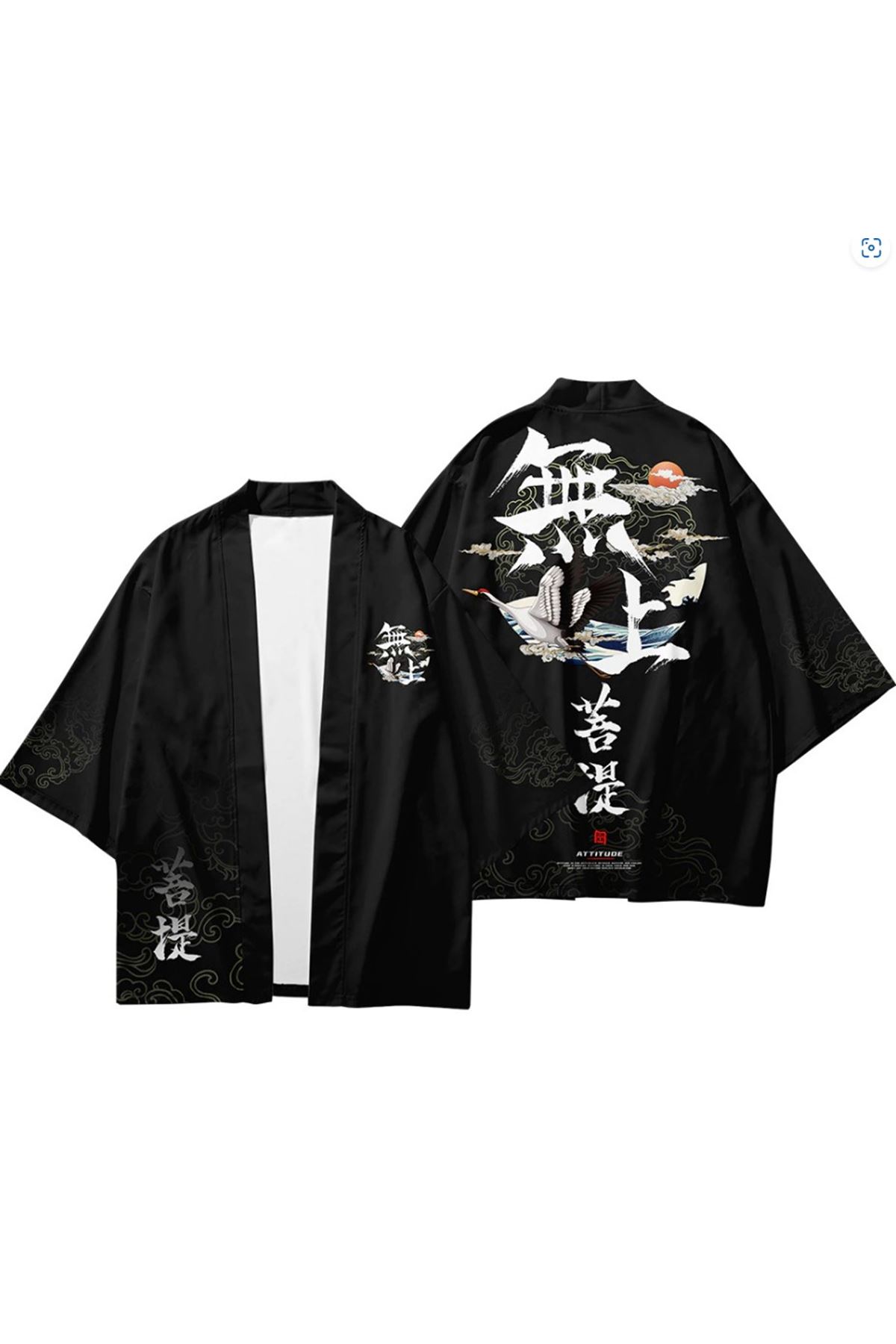 Japon Kadın/Erkek/Unisex/Oversize Siyah/Bej/Kırmızı Kimono-Siyah 1023