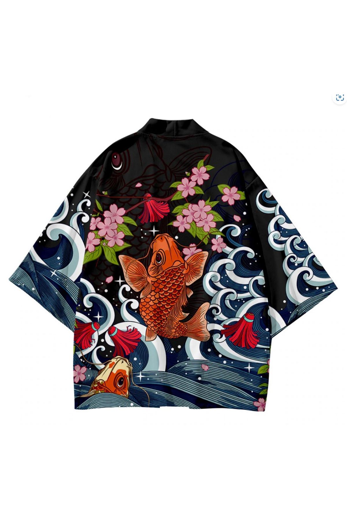 Japon Kadın/Erkek/Unisex/Oversize Siyah/Bej/Kırmızı Kimono-Siyah 1024