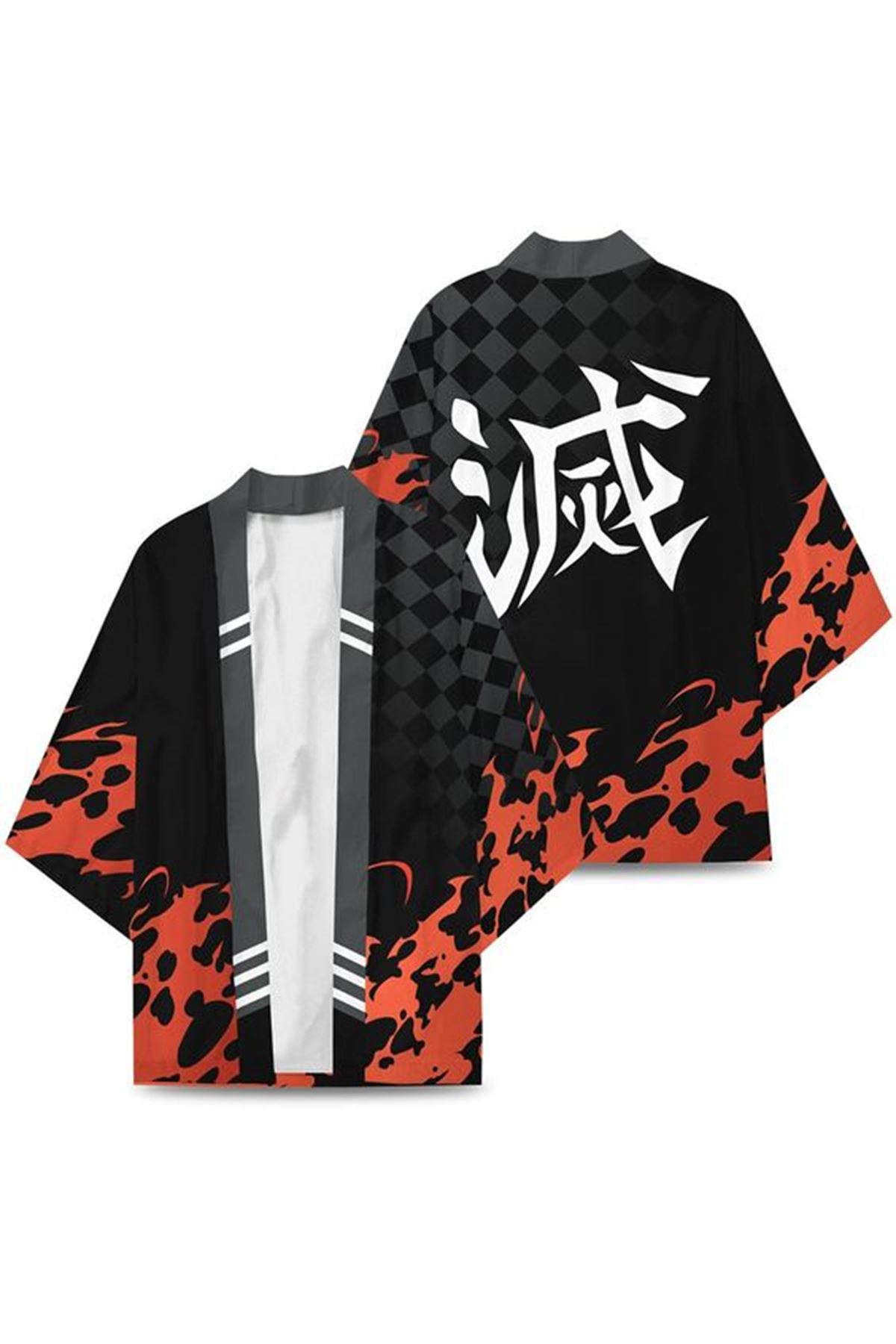 Japon Kadın/Erkek/Unisex/Oversize Siyah/Bej/Kırmızı Kimono-Siyah 1035