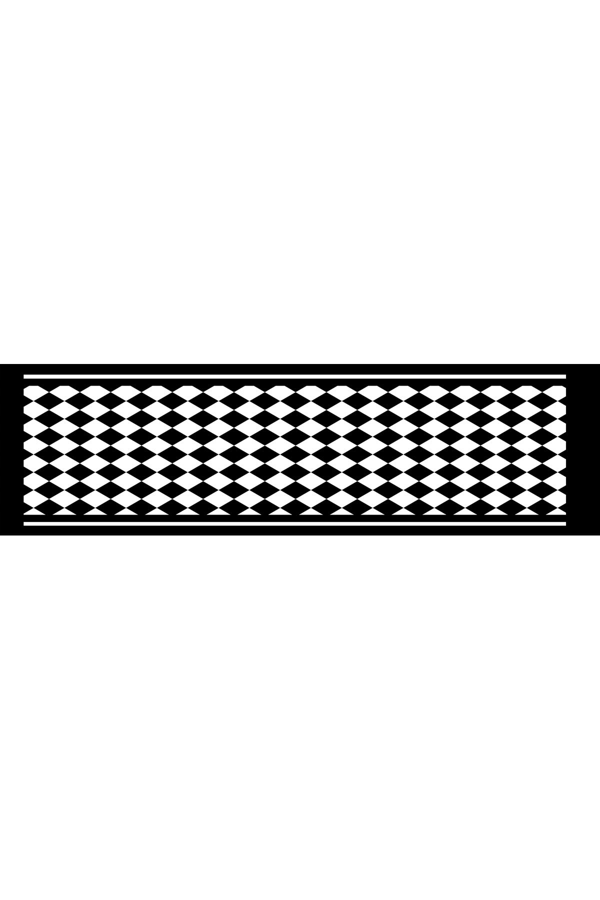 Dijital Baskılı siyah beyaz runner 40/140 cm masa örtüsü damalı