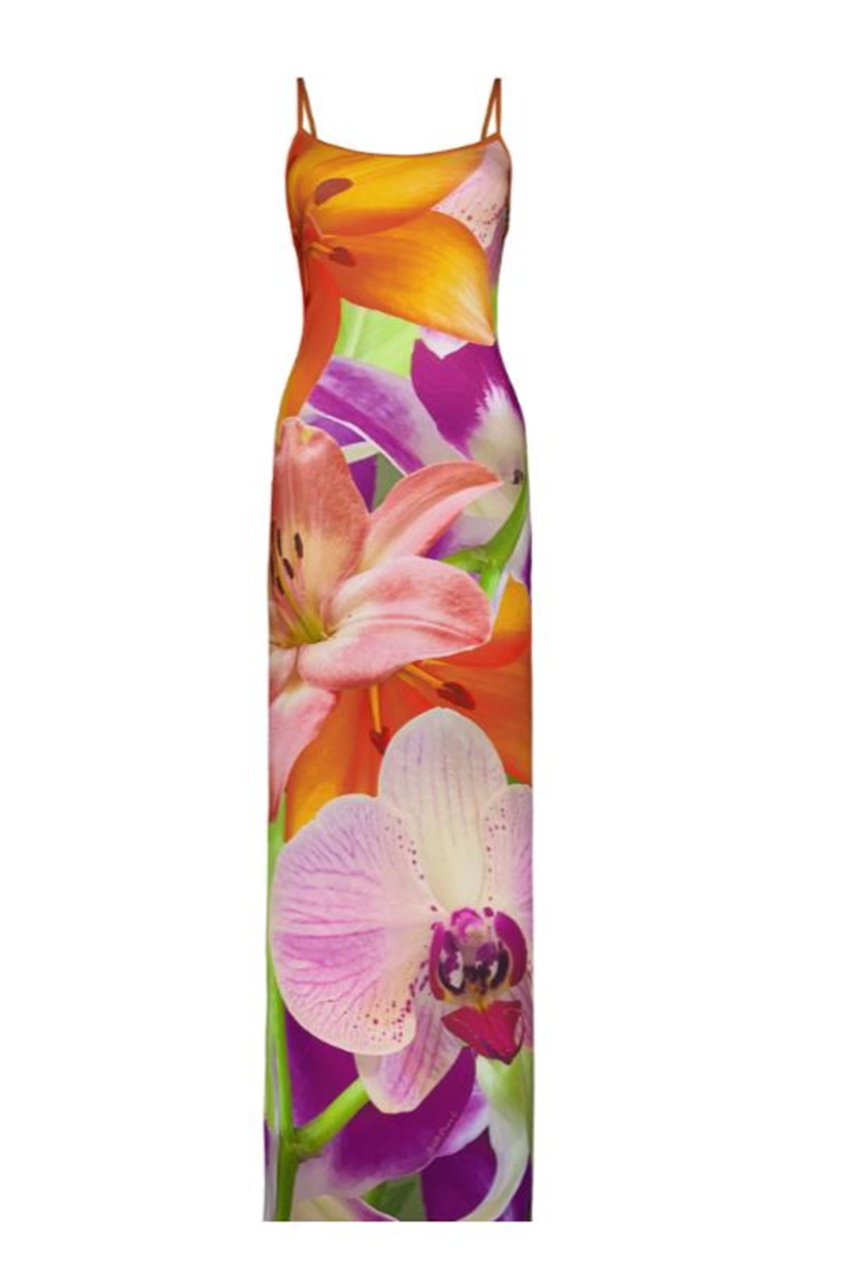 Desenli elbise midi boy yırtmaçlı elbise özel tasarım likralı çiçekli 1000