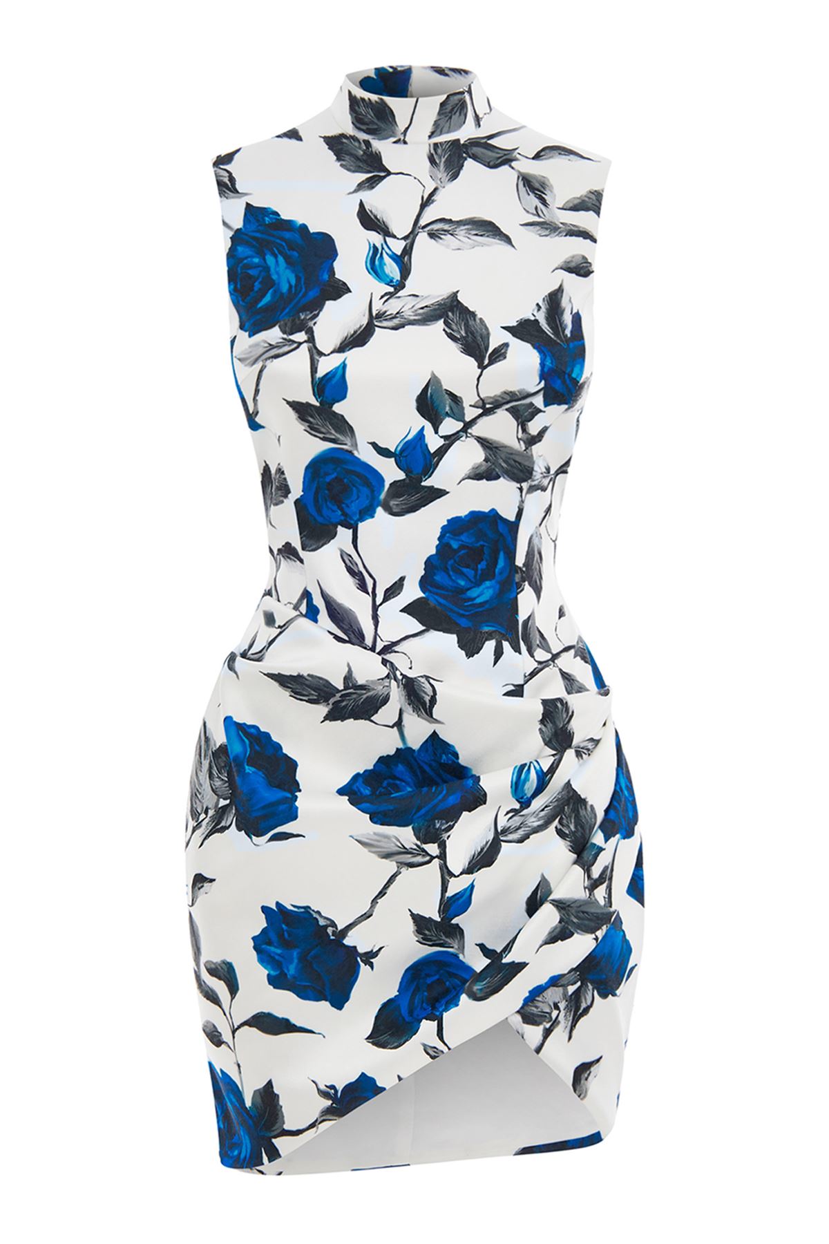 Desenli elbise mini boy yırtmaçlı elbise özel tasarım likralı çiçekli 10098654edf