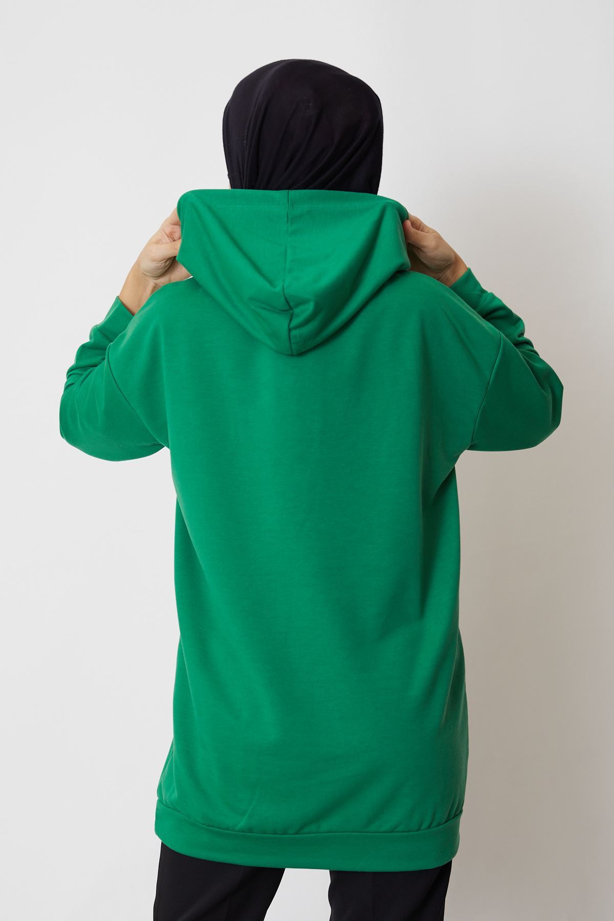 Kapüşonlu Sweatshirt-Yeşil
